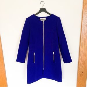 Milly of New York cobalt blue wool zip coat